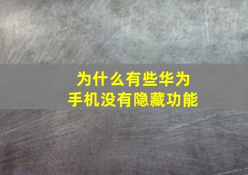 为什么有些华为手机没有隐藏功能