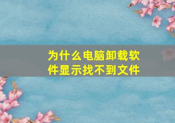 为什么电脑卸载软件显示找不到文件