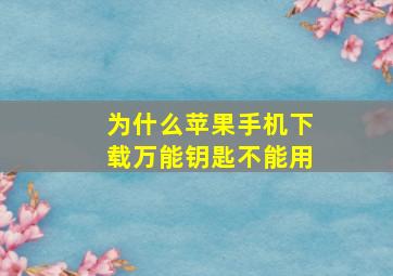 为什么苹果手机下载万能钥匙不能用