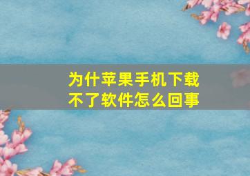 为什苹果手机下载不了软件怎么回事