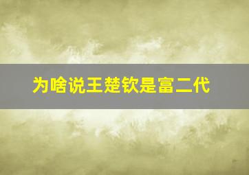 为啥说王楚钦是富二代