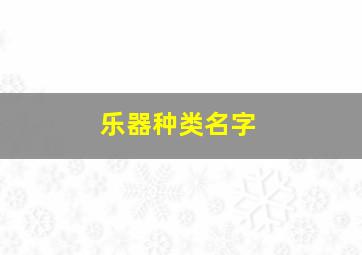 乐器种类名字