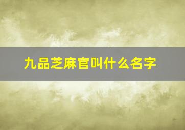 九品芝麻官叫什么名字