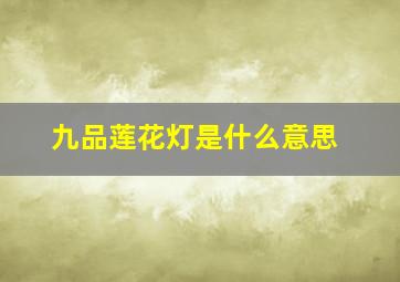 九品莲花灯是什么意思