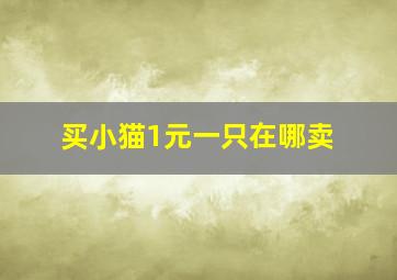 买小猫1元一只在哪卖