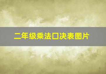 二年级乘法囗决表图片