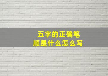 五字的正确笔顺是什么怎么写