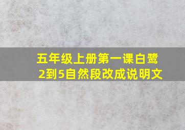 五年级上册第一课白鹭2到5自然段改成说明文