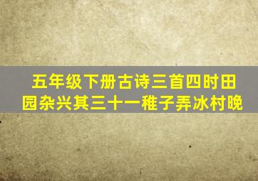 五年级下册古诗三首四时田园杂兴其三十一稚子弄冰村晚