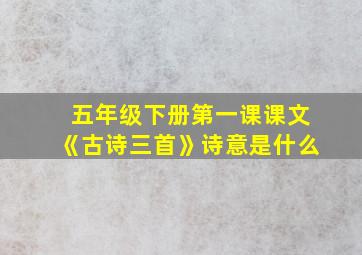 五年级下册第一课课文《古诗三首》诗意是什么