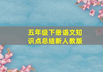 五年级下册语文知识点总结新人教版