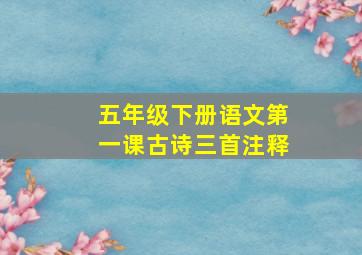 五年级下册语文第一课古诗三首注释