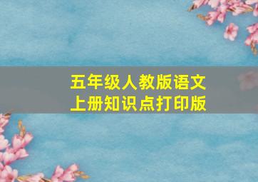 五年级人教版语文上册知识点打印版