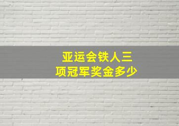 亚运会铁人三项冠军奖金多少