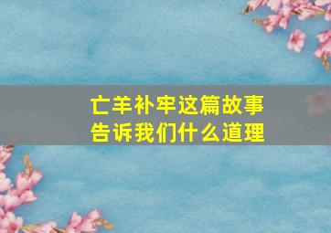 亡羊补牢这篇故事告诉我们什么道理