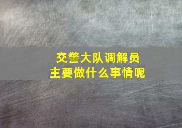 交警大队调解员主要做什么事情呢