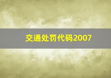 交通处罚代码2007