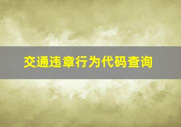 交通违章行为代码查询