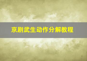 京剧武生动作分解教程