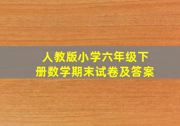 人教版小学六年级下册数学期末试卷及答案