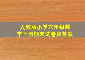 人教版小学六年级数学下册期末试卷及答案