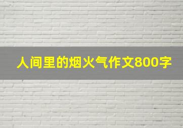 人间里的烟火气作文800字