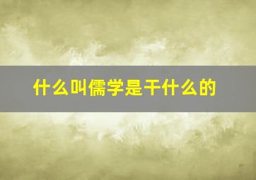 什么叫儒学是干什么的