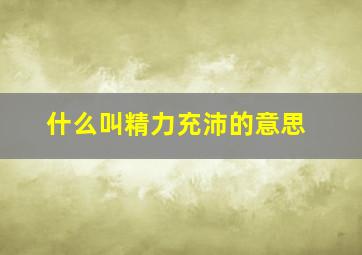 什么叫精力充沛的意思