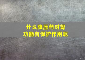 什么降压药对肾功能有保护作用呢