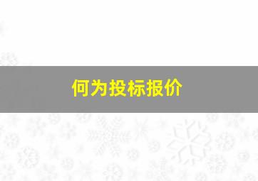 何为投标报价