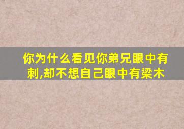 你为什么看见你弟兄眼中有刺,却不想自己眼中有梁木