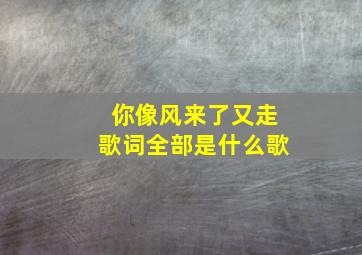 你像风来了又走歌词全部是什么歌