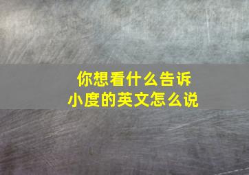 你想看什么告诉小度的英文怎么说