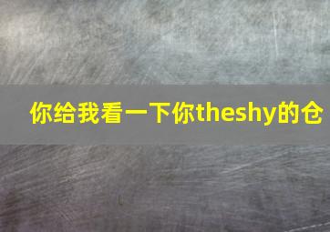 你给我看一下你theshy的仓