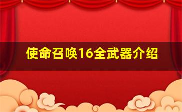 使命召唤16全武器介绍