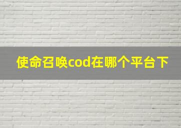 使命召唤cod在哪个平台下