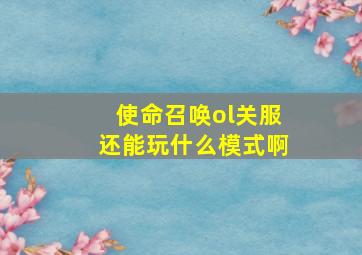 使命召唤ol关服还能玩什么模式啊