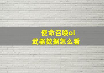 使命召唤ol武器数据怎么看