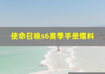 使命召唤s6赛季手册爆料