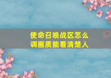 使命召唤战区怎么调画质能看清楚人