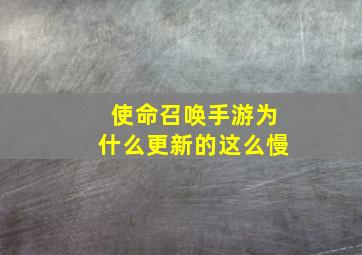 使命召唤手游为什么更新的这么慢