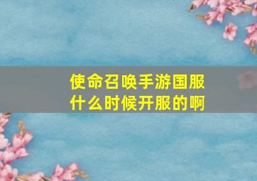 使命召唤手游国服什么时候开服的啊