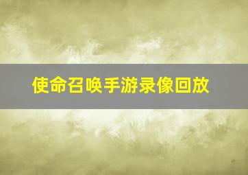 使命召唤手游录像回放