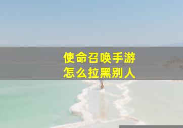 使命召唤手游怎么拉黑别人