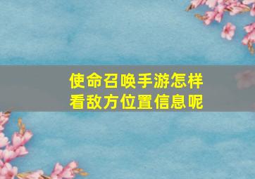 使命召唤手游怎样看敌方位置信息呢