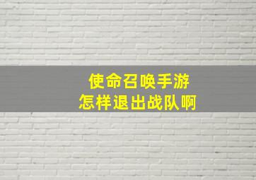 使命召唤手游怎样退出战队啊