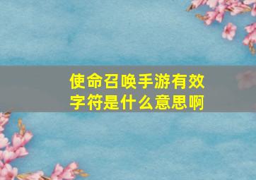 使命召唤手游有效字符是什么意思啊