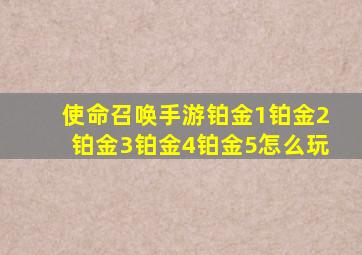 使命召唤手游铂金1铂金2铂金3铂金4铂金5怎么玩