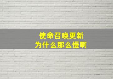 使命召唤更新为什么那么慢啊