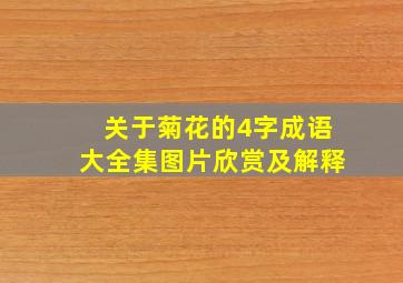 关于菊花的4字成语大全集图片欣赏及解释